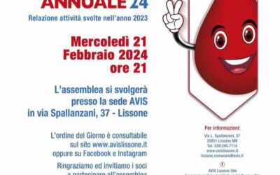 Convocazione Assemblea Annuale Avis Comunale di Lissone 2024